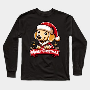 English cream dachshund merry christmas Long Sleeve T-Shirt